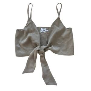 Princess Polly Crop Top Tie Front Tank Top Adjustable Straps Size 2 Sage Green
